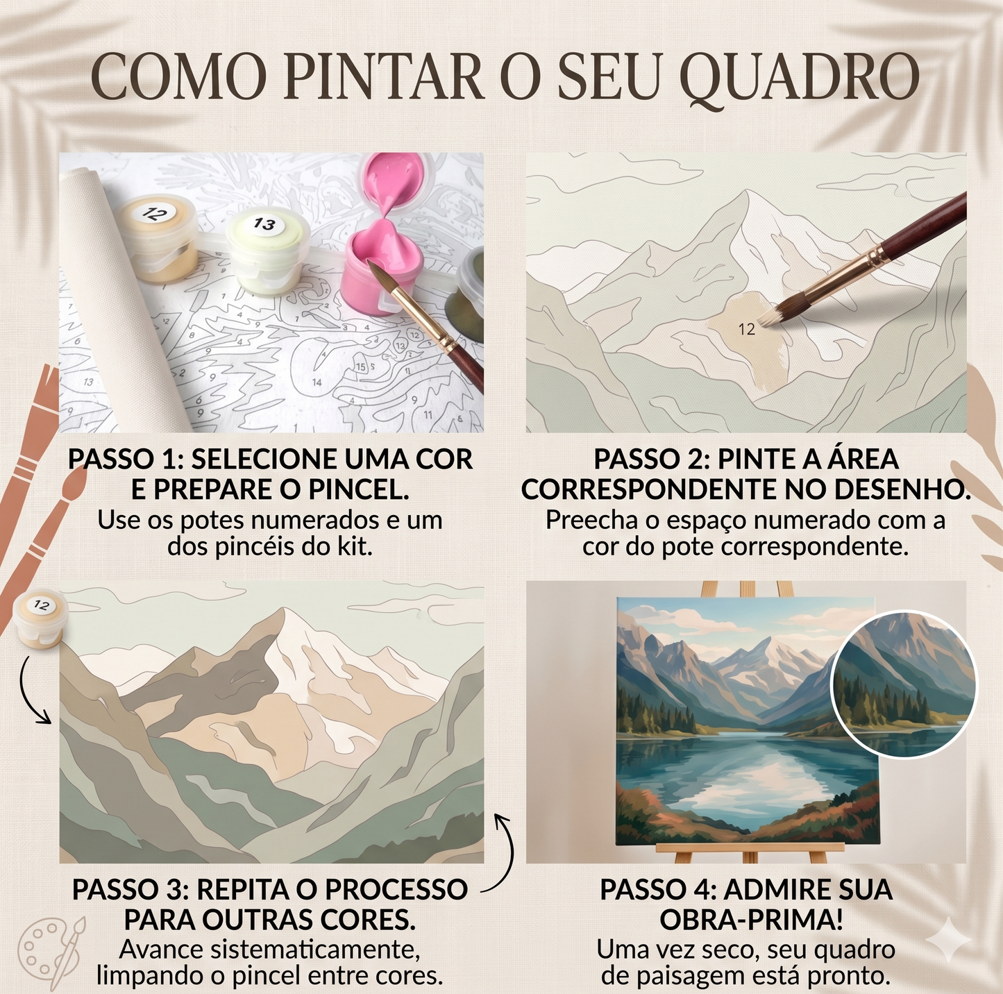 Kit Pintura Numerada Leão na Savana