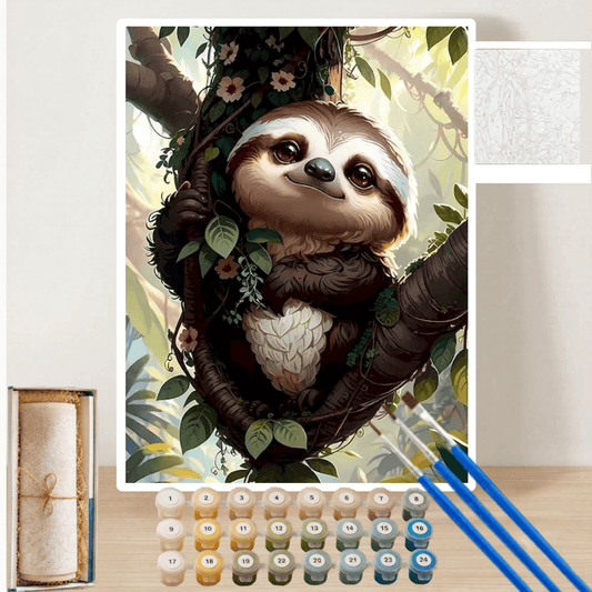 Pintura por Números Preguiça Feliz da selva