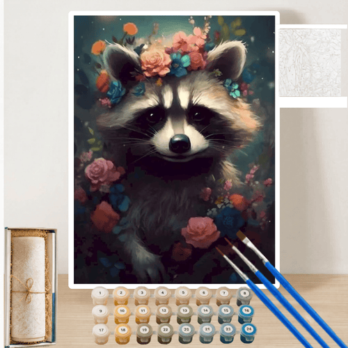 Pintura por Números Guaxinim das Flores