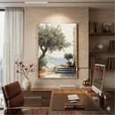 Quadro decorativo Jardim Toscano da loveartbrasil, decorativo para escritório com detalhes florais e paisagem italiana.