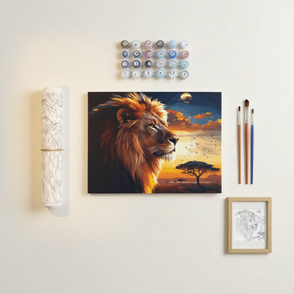 Kit Pintura Numerada Leão na Savana