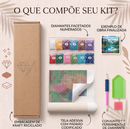 Kit de pintura diamante Leão colorido, Rei da Selva, da LoveArtBrasil, com diamantes brilhantes e detalhes vibrantes.