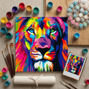Kit de pintura numérica personalizado Leão psicodélico da loveartbrasil, com imagem vibrante e detalhes coloridos.