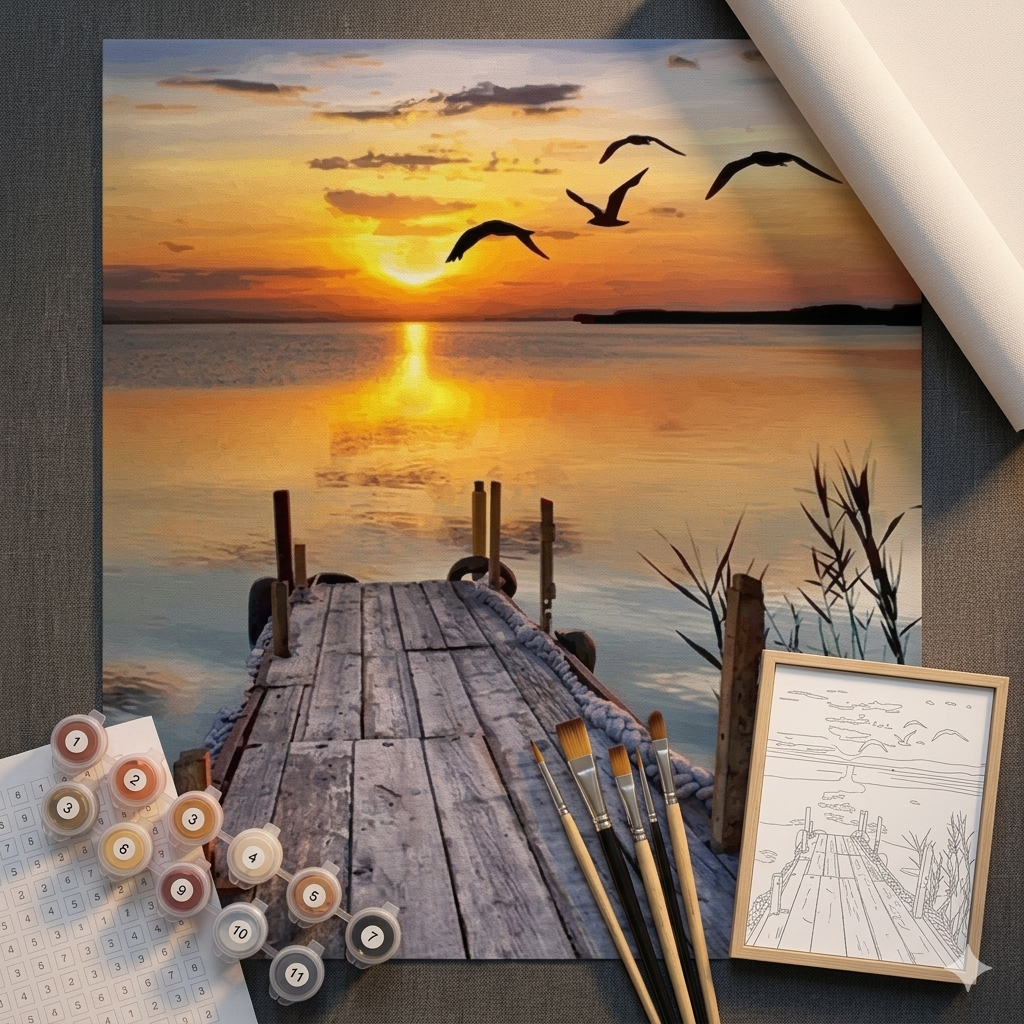 Kit Pintura Numerada Pôr do Sol da Liberdade