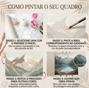 Imagem de uma pintura numerada personalizada da Vila Encantada das Montanhas, com detalhes coloridos e design encantador.