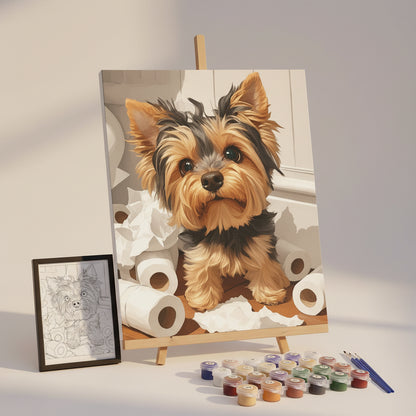 Kit Pintura Numerada Cachorro Yorkshire