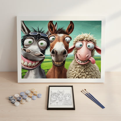 Kit Pintura Numerada Animais da Fazenda Divertidos