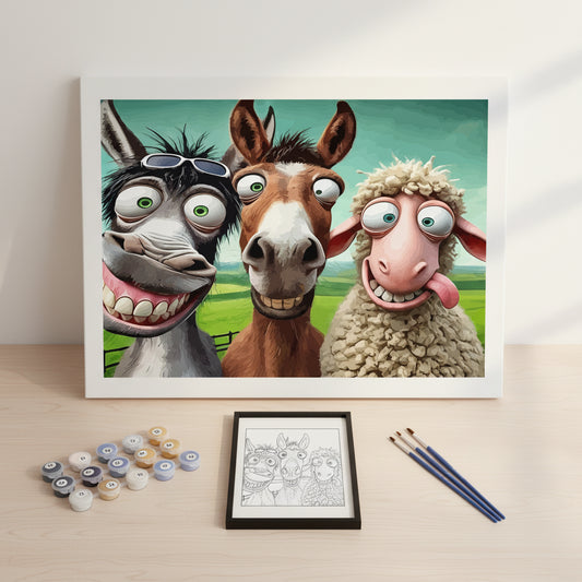 Kit Pintura Numerada Animais da Fazenda Divertidos