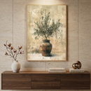 Quadro decorativo Essência Floral da LoveArtBrasil com detalhes de flores em sala moderna.