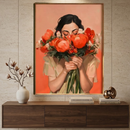 Quadro decorativo de flores da marca loveartbrasil, com detalhes coloridos para decorar ambientes internos.