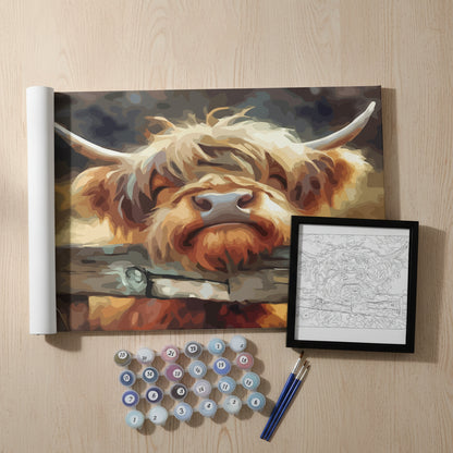 Kit Pintura Numerada Vaca Peluda das Terras Altas