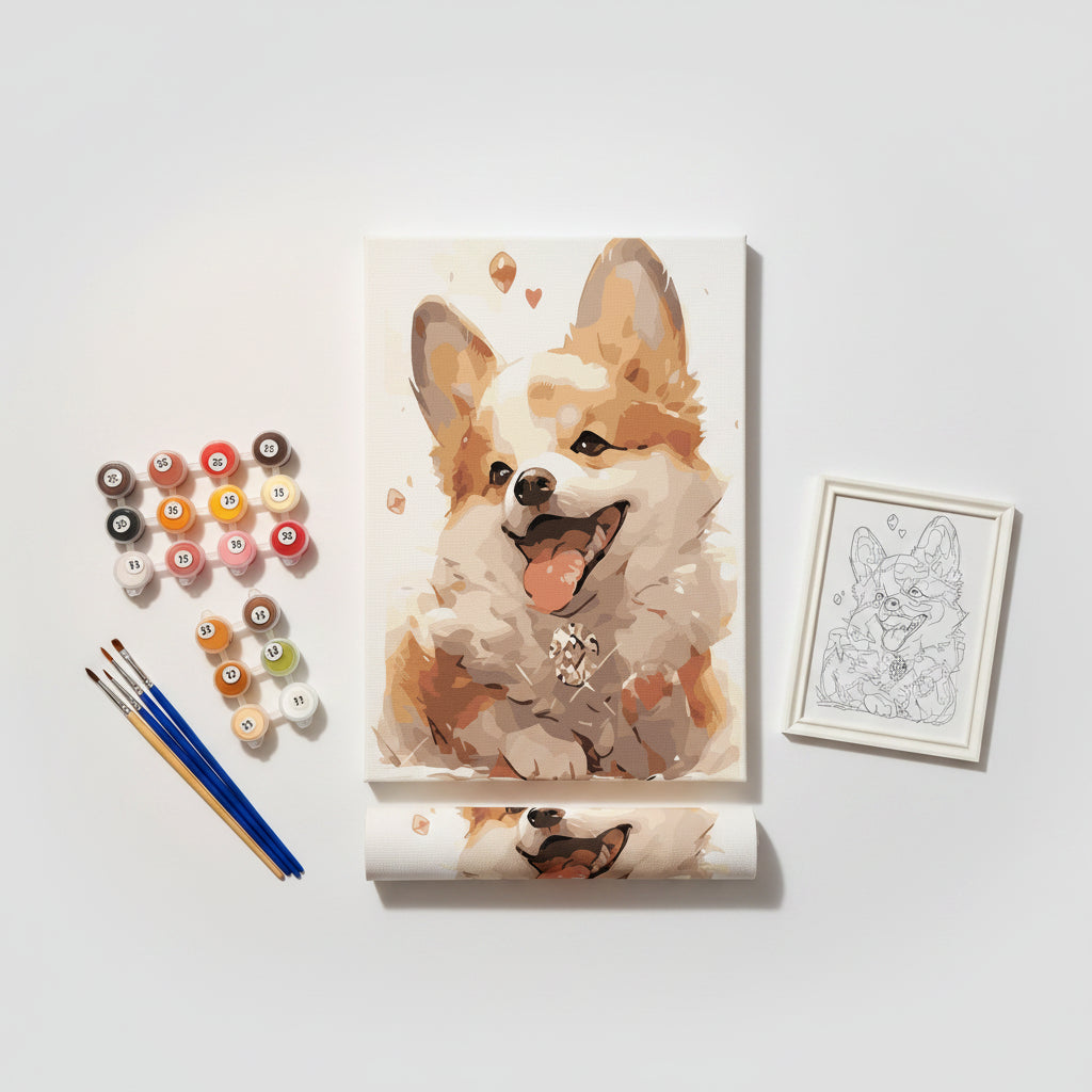 Kit Pintura Numerada Cachorro Corgi
