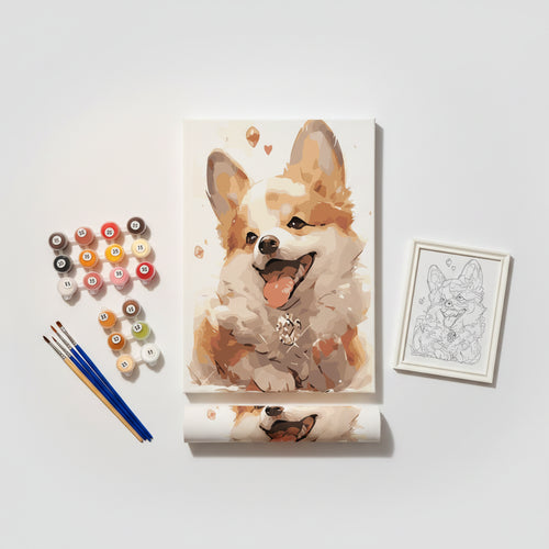 Kit Pintura Numerada Cachorro Corgi