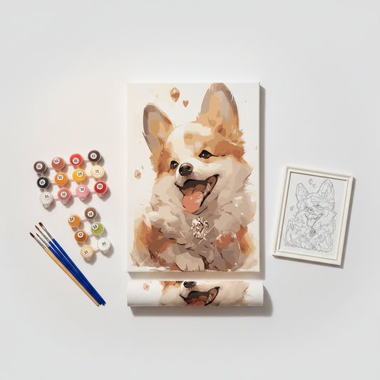 Kit Pintura Numerada Cachorro Corgi