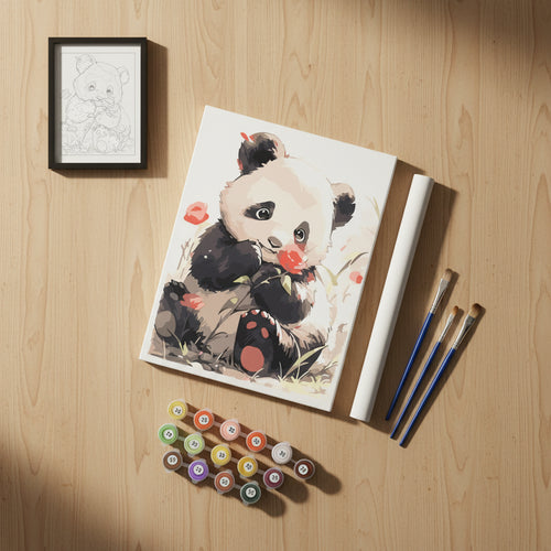 Kit Pintura Numerada Urso Panda